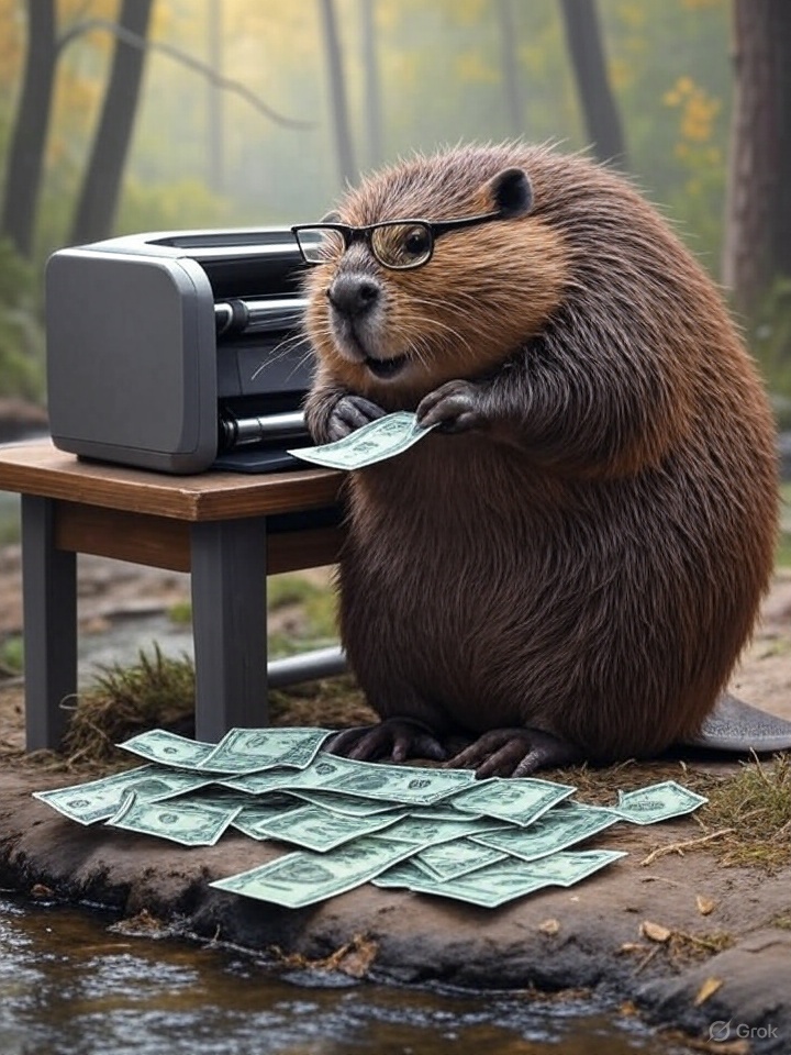Beaver printing money